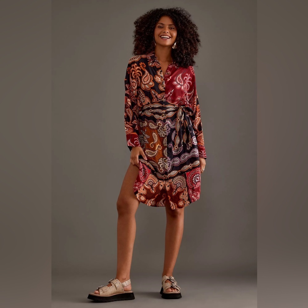 Farm Rio Printed Mini Shirt Dress